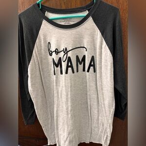 Boy Mama quarter sleeve baseball tee